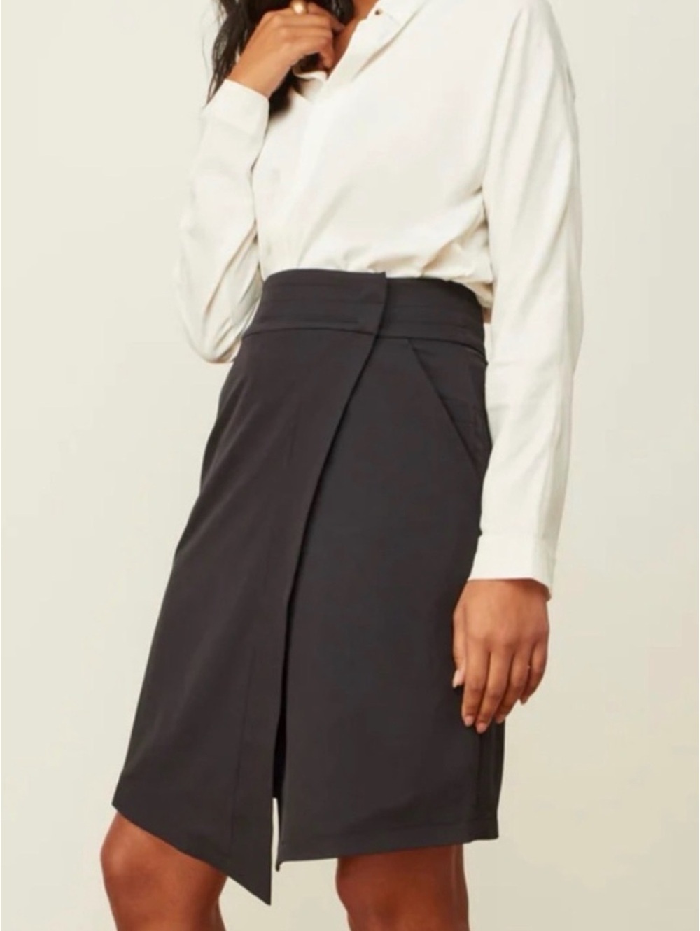 NWOT Aday Cityscape Asymmetrical Pencil Skirt Black w/ Pockets